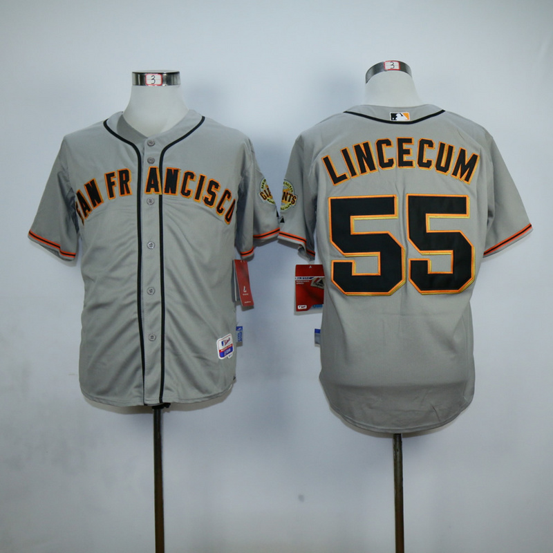 Men San Francisco Giants #55 Lincecum Grey MLB Jerseys